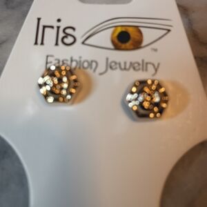 Iris Gold-Tone Hexagon Earrings